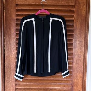 BCBG Black/White Silk Blouse
